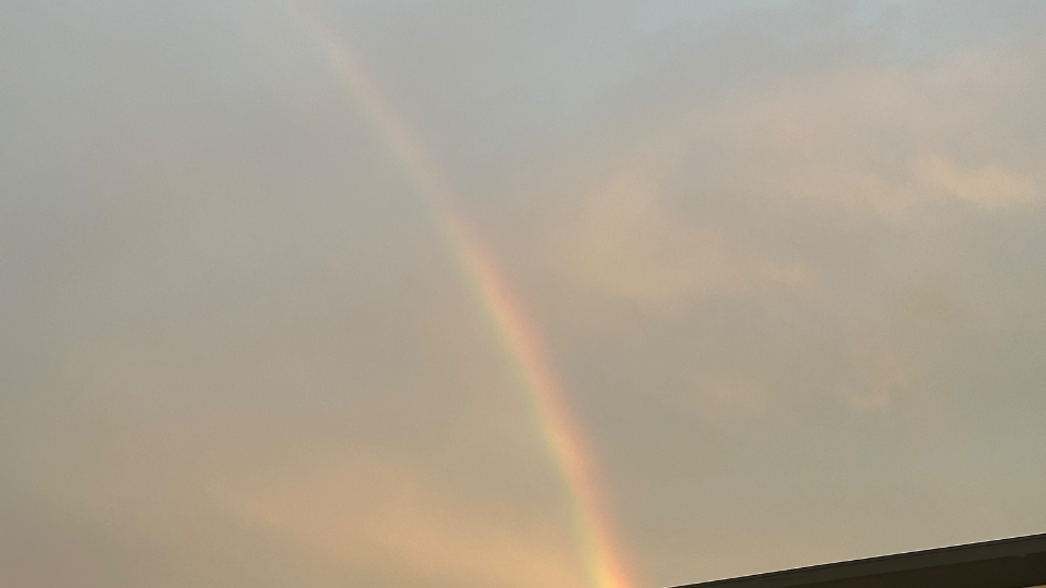 雨も降ってないのに虹が出てた🌈✨いいことありそう🦄💕